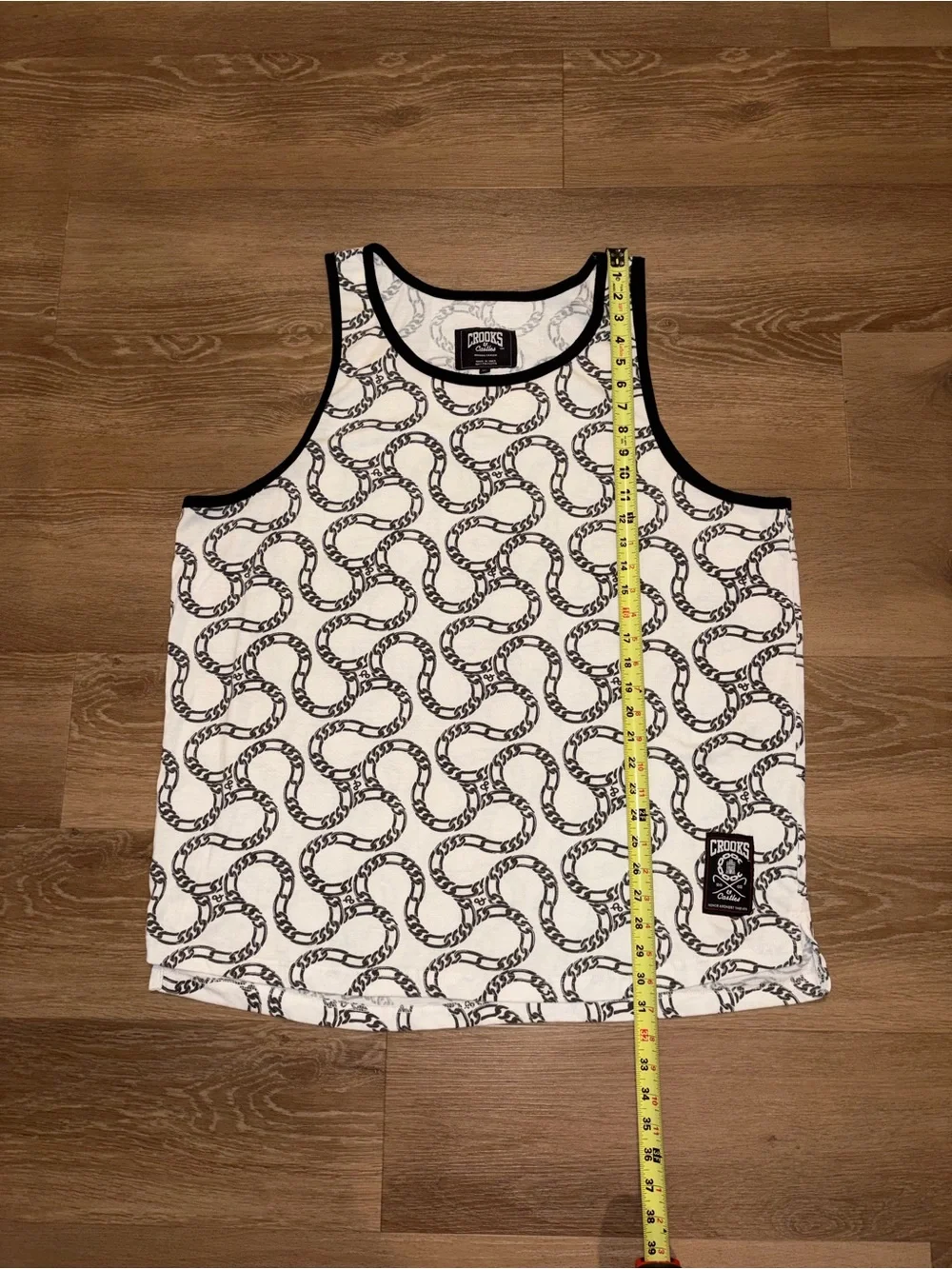 Crooks & Castles Chain Print Tank Top Men’s XL White Black Streetwear Used - Picture 6 of 9